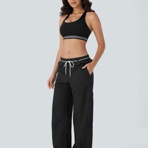 Halara Low Rise Ruffle Trim Dance Barrel Leg Pants